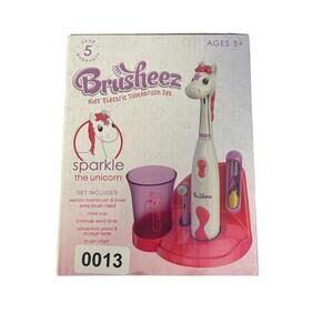 Kid's Electric Toothbrush Set Soft Bristle Battery Operated Pink Sparkle Unicorn